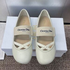 Dior Cream Flats with Logo Strap